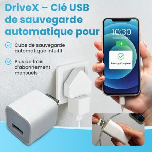 Clé USB à sauvegarde automatique DriveX – protège tes données hors ligne à chaque recharge