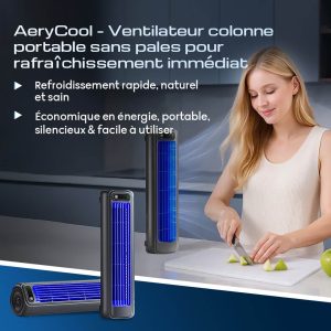 AeryCool – Ventilateur colonne portable sans pales pour rafraîchissement immédiat