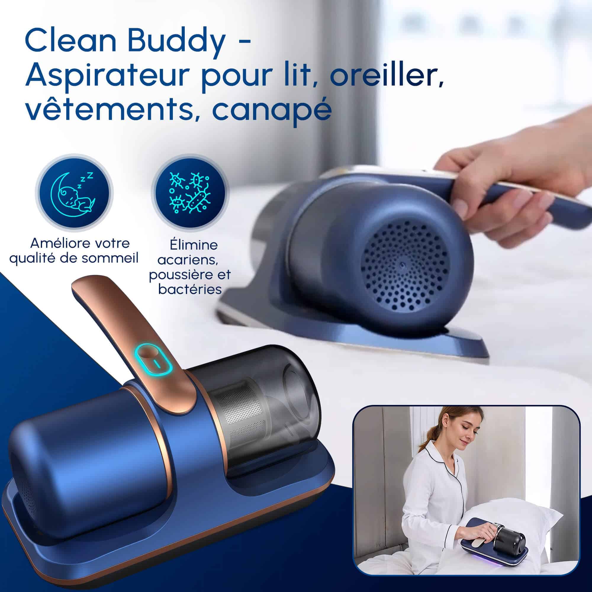 Clean Buddy – Nettoyeur UV anti-acariens et poussière pour lit et canapé