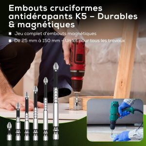 Embouts cruciformes antidérapants K5 – Durables & magnétiques