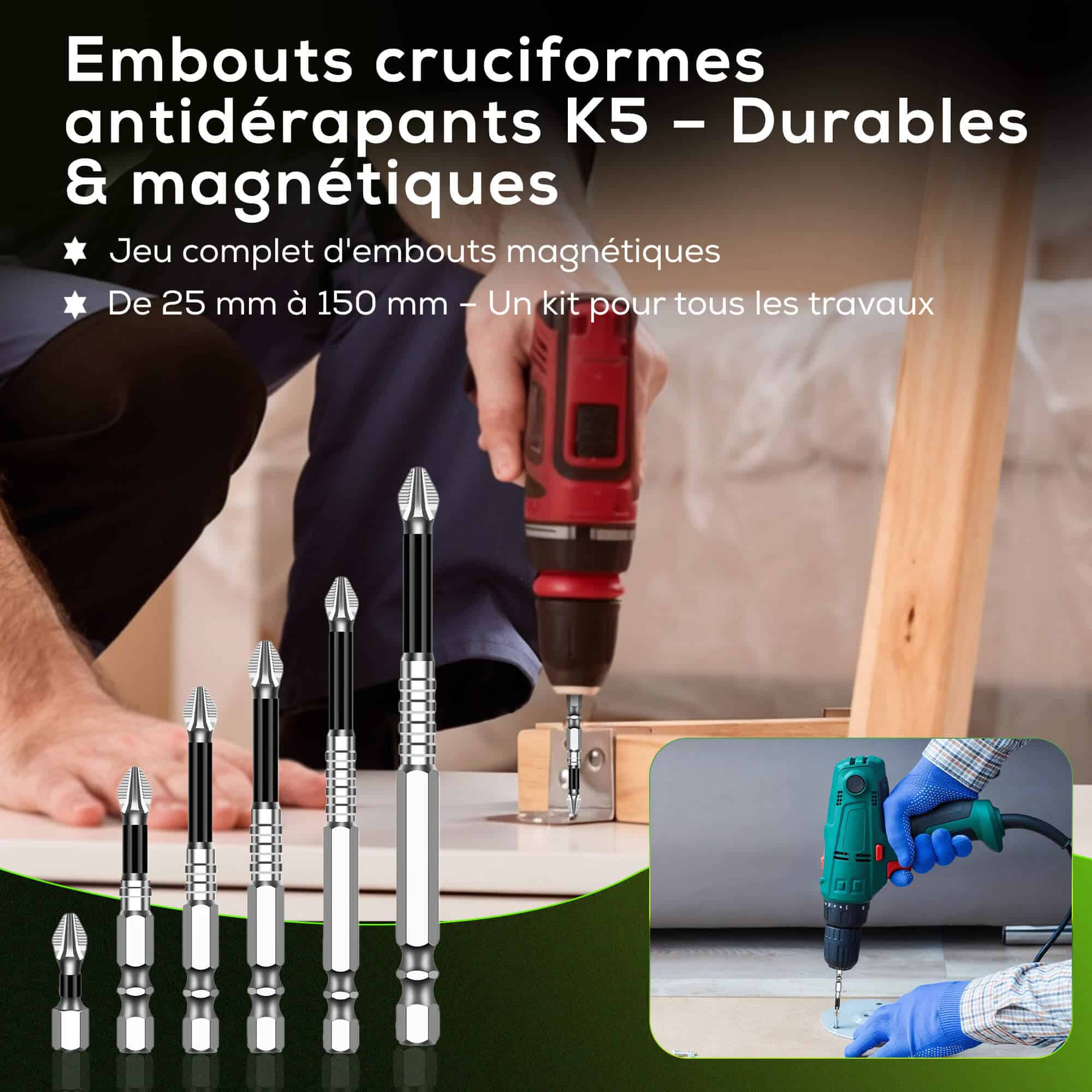 Embouts cruciformes antidérapants K5 – Durables &amp; magnétiques