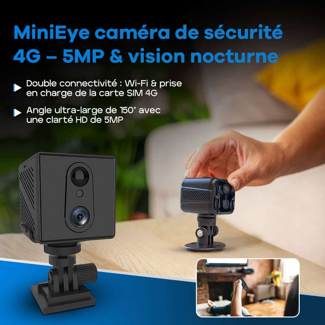 MiniEye caméra de sécurité 4G – 5MP &amp; vision nocturne