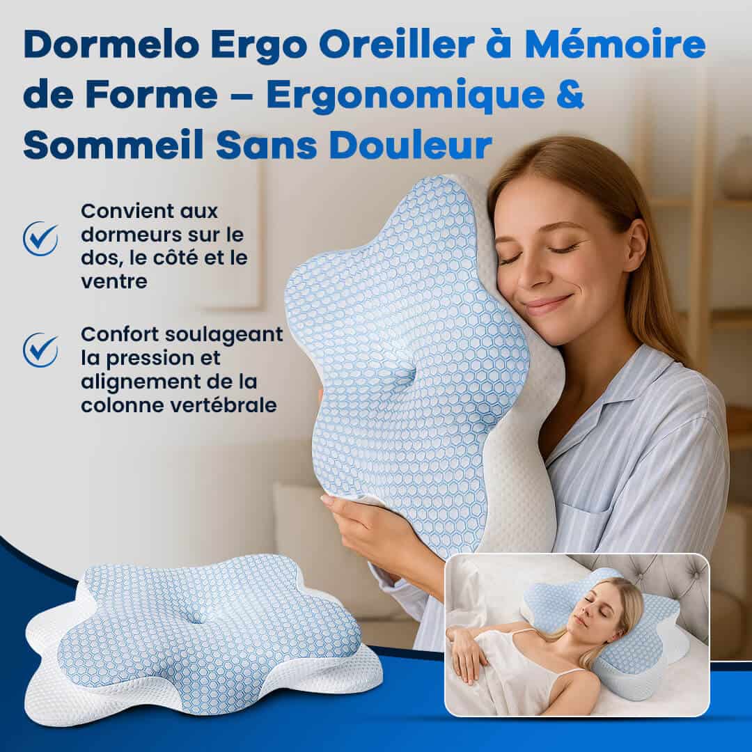 Dormelo Ergo Oreiller à Mémoire de Forme – Ergonomique &amp; Sommeil Sans Douleur