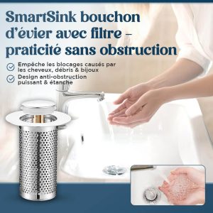 SmartSink bouchon d’évier avec filtre – praticité sans obstruction