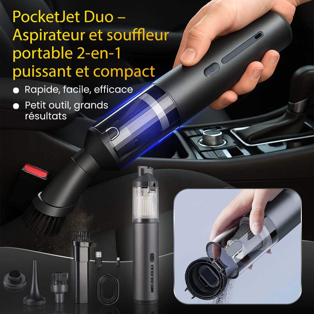 PocketJet Duo – Aspirateur et souffleur portable 2-en-1 puissant et compact