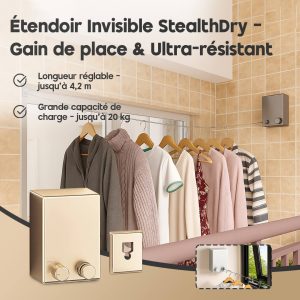 Étendoir Invisible StealthDry – Gain de place & Ultra-résistant