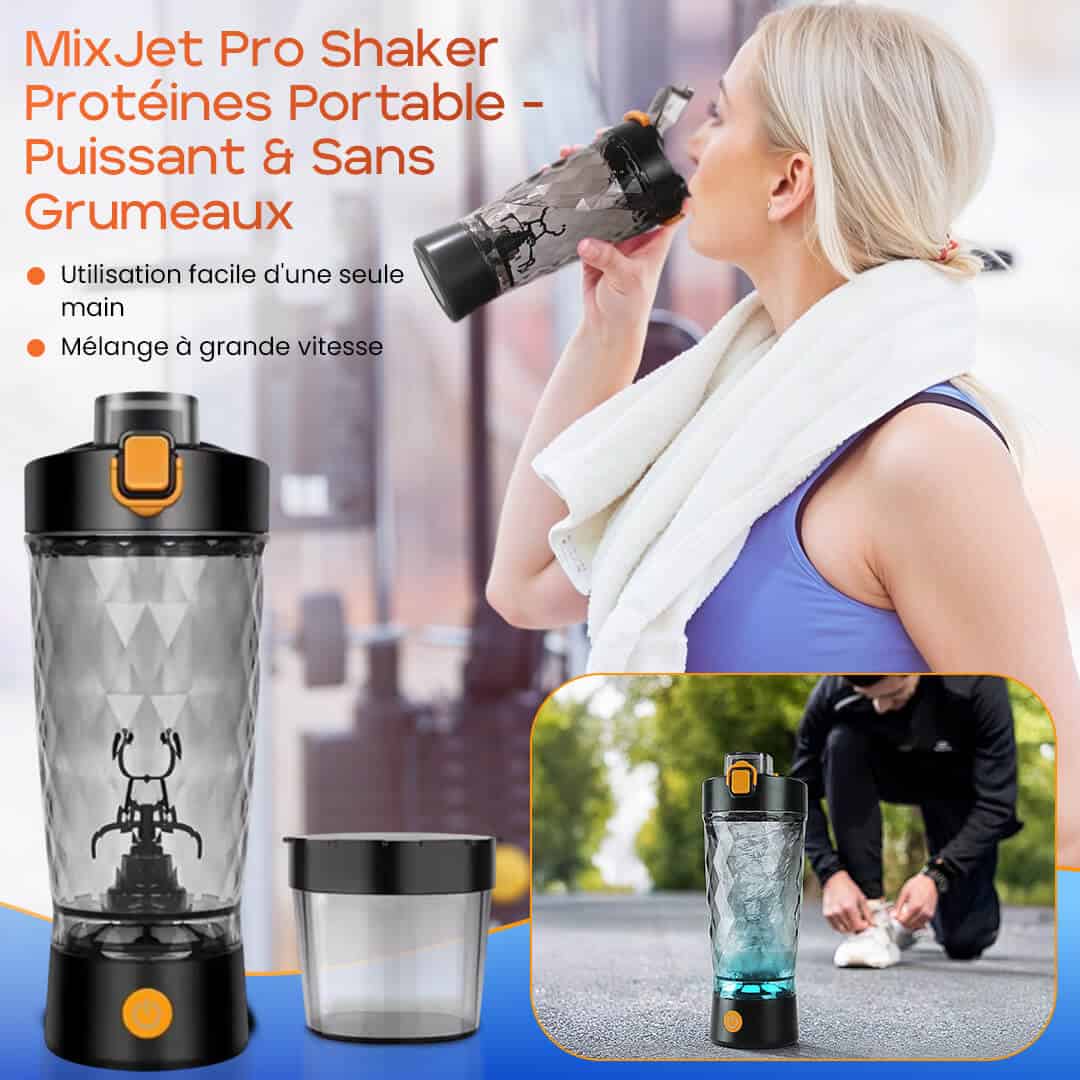 MixJet Pro Shaker Protéines Portable – Puissant &amp; Sans Grumeaux