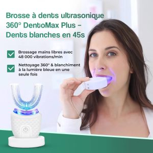 Brosse à dents ultrasonique 360° DentoMax Plus – Dents blanches en 45s