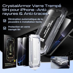 CrystalArmor Verre Trempé 9H pour iPhone – Anti-rayures & Anti-traces
