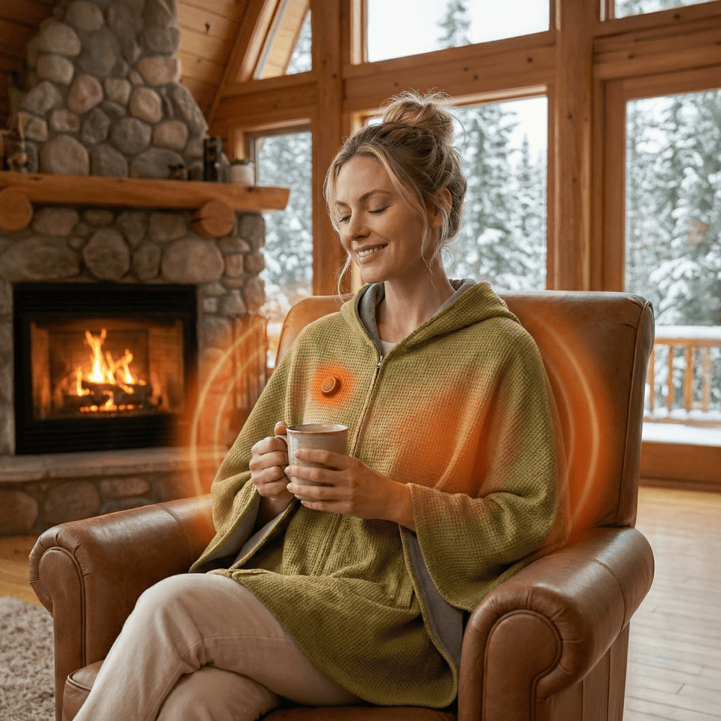 Écharpe Détachable Coupe-vent Chaude à Col Roulé Avec Manches Élastiques - Poncho Superposition Pour Femmes