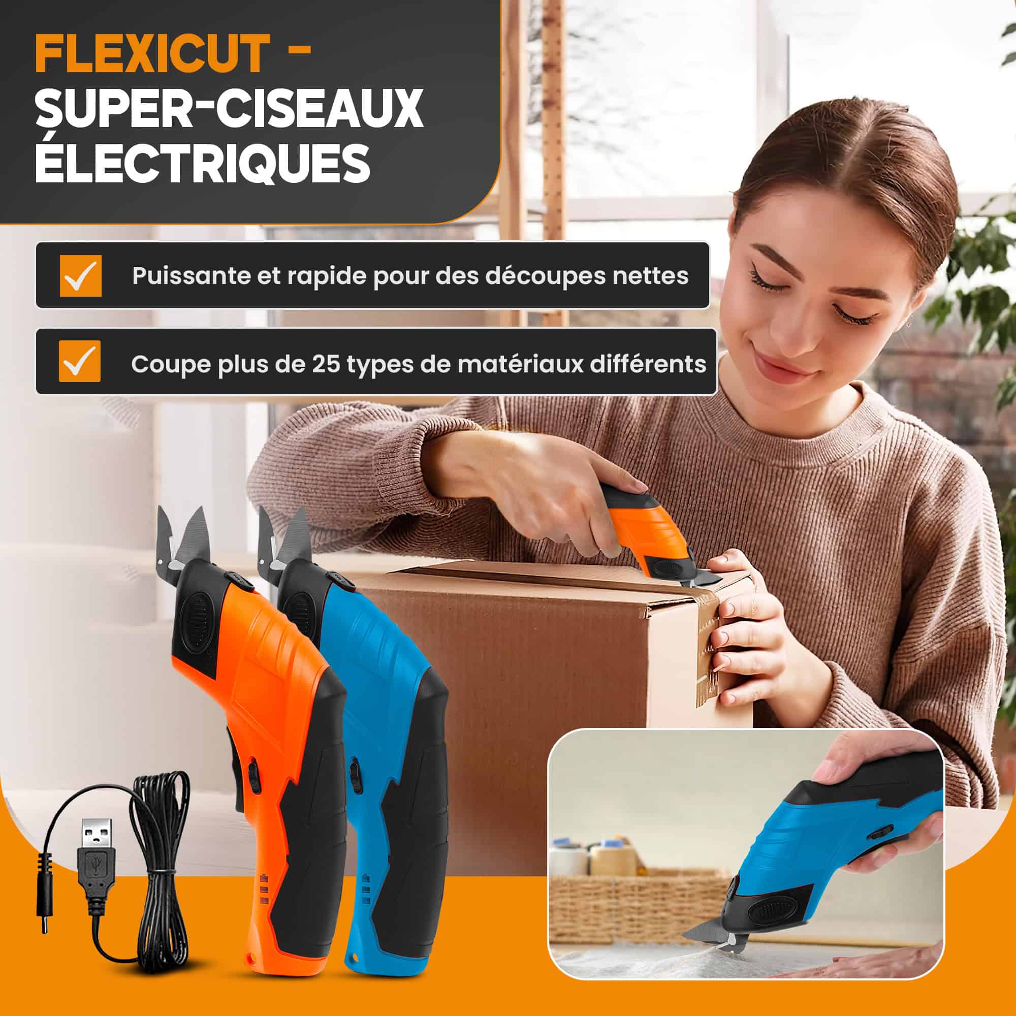 FlexiCut super-ciseaux électriques – des découpes nettes et précises, sans effort à la maison
