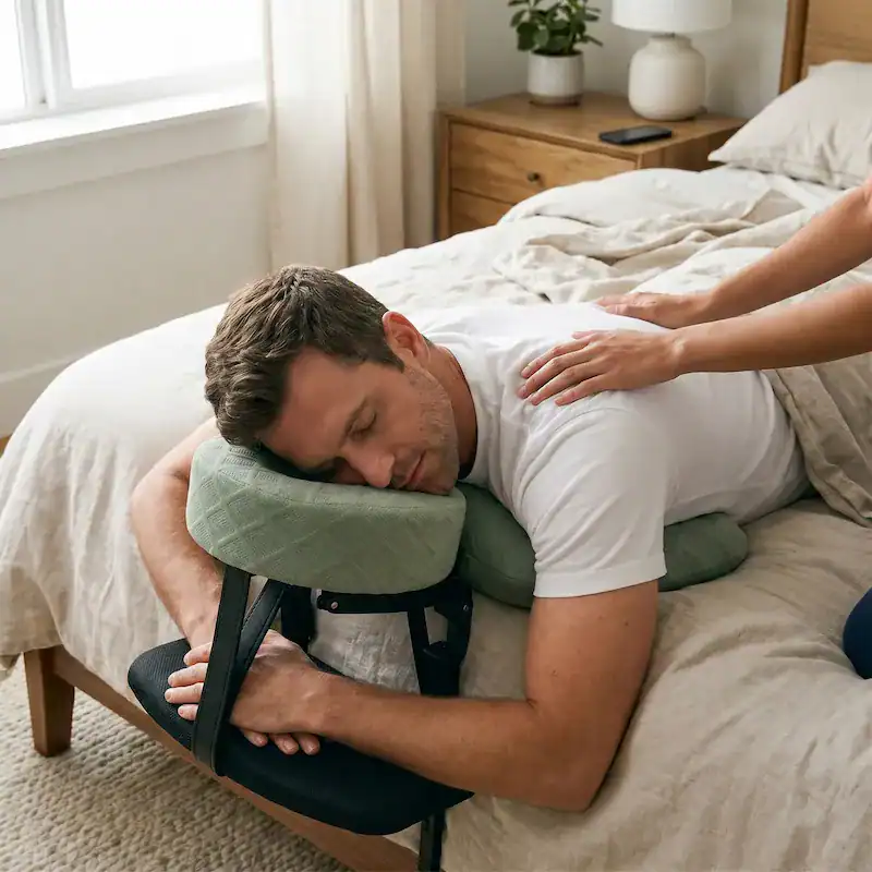 NapaNest Massage Hoofdsteun in gebruik