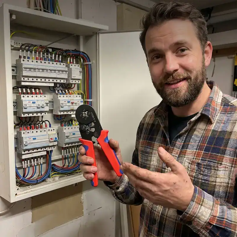 Bricoleur travaille avec la ProCrimp sur un tableau électrique