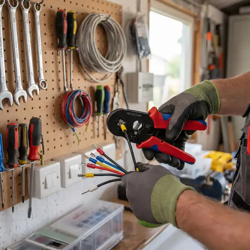 Bricoleur branche des interrupteurs avec la ProCrimp