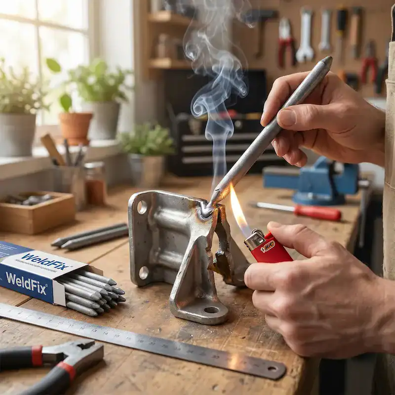WeldFix in gebruik op glas